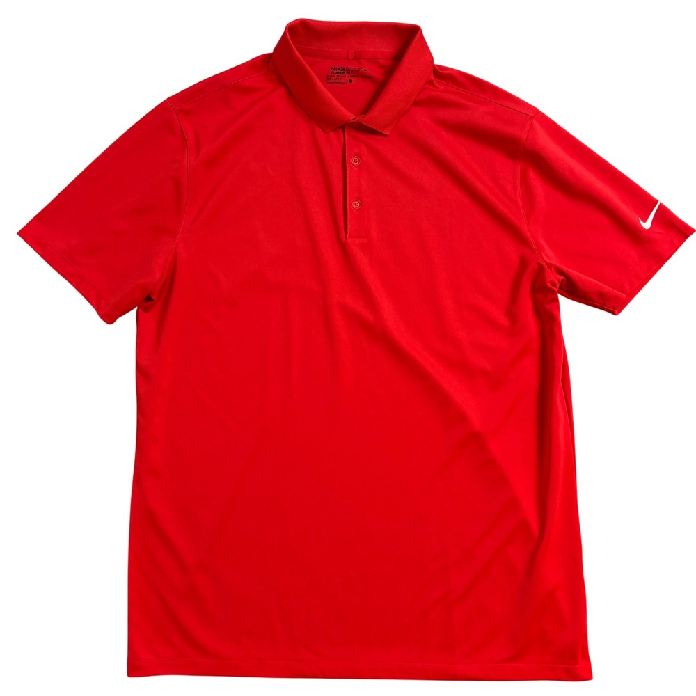 Nike Golf Mens Dri-FIT Short Sleeve Polo Shirt Red Standard Fit Large